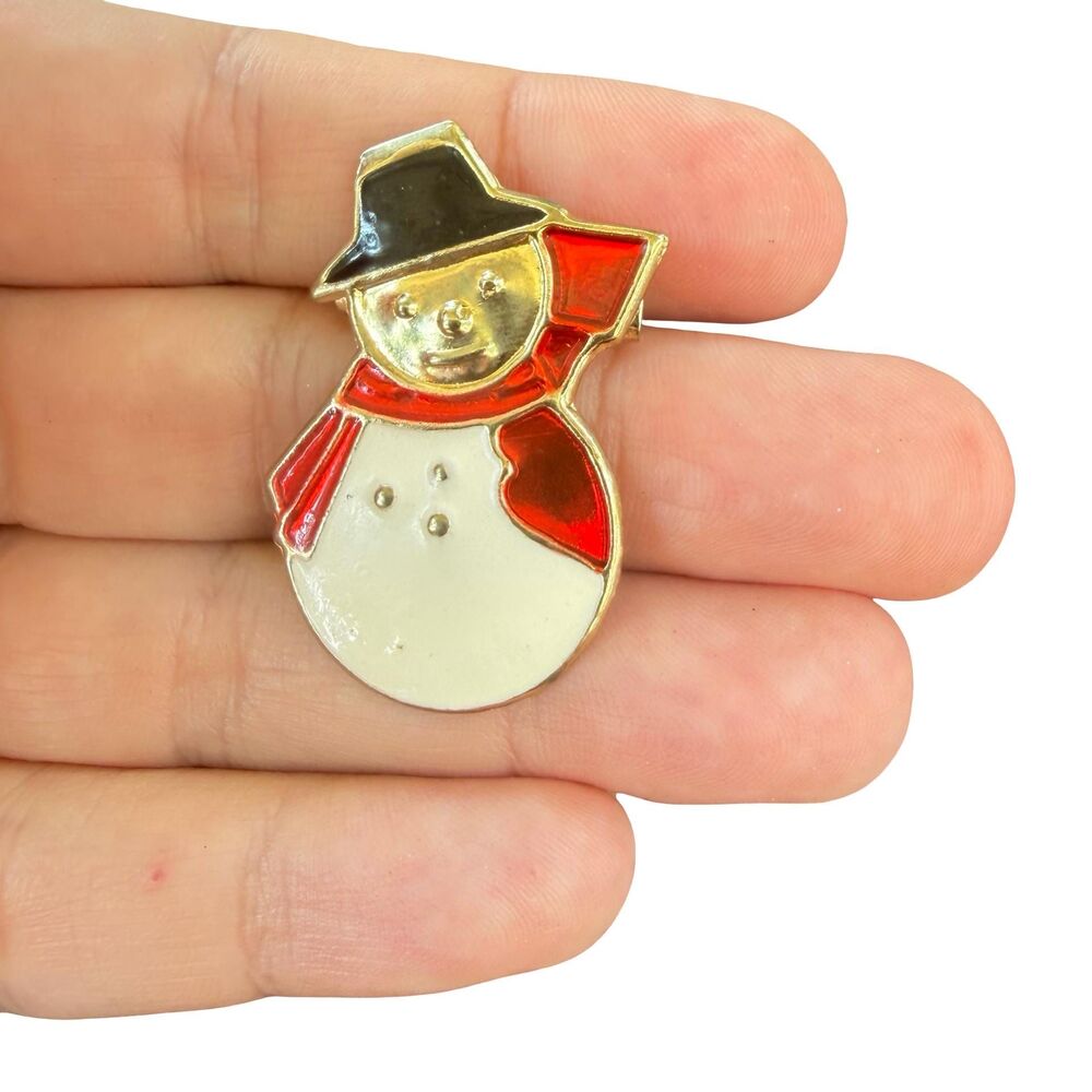 Vintage Jewelry Snowman Brooch Christmas Pin
